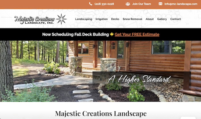 Majestic Creations Landscape Website Design