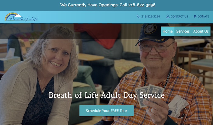 Breath of Life Adult Day Service Website Design